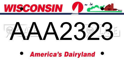 AAA2323 Wisconsin License Plate