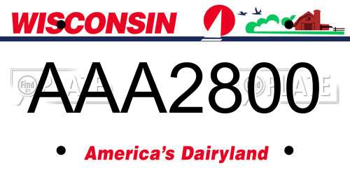 AAA2800 Wisconsin License Plate