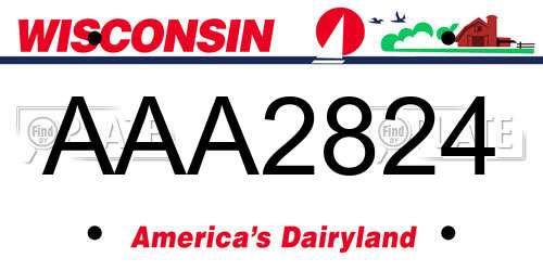 AAA2824 Wisconsin License Plate