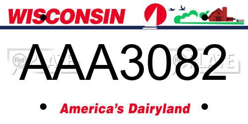 AAA3082 Wisconsin License Plate