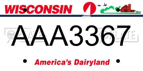 AAA3367 Wisconsin License Plate