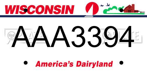 AAA3394 Wisconsin License Plate