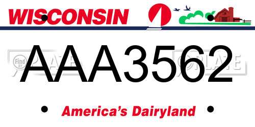 AAA3562 Wisconsin License Plate
