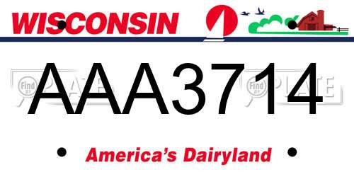 AAA3714 Wisconsin License Plate
