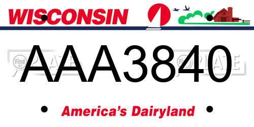 AAA3840 Wisconsin License Plate