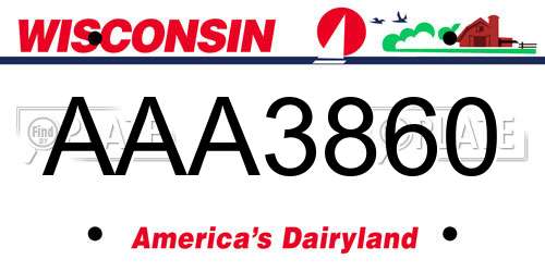 AAA3860 Wisconsin License Plate