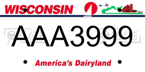 AAA3999 Wisconsin License Plate