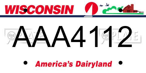 AAA4112 Wisconsin License Plate
