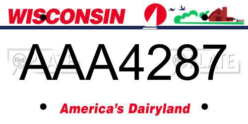 AAA4287 Wisconsin License Plate