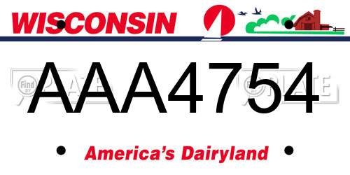 AAA4754 Wisconsin License Plate