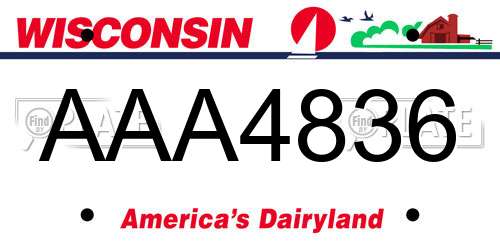 AAA4836 Wisconsin License Plate