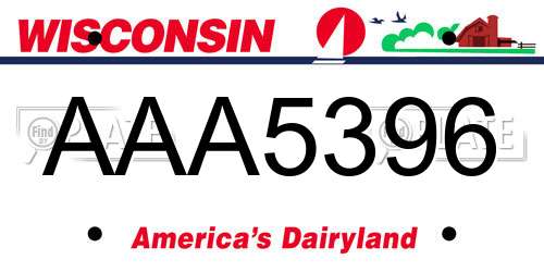 AAA5396 Wisconsin License Plate