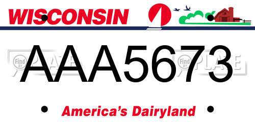 AAA5673 Wisconsin License Plate