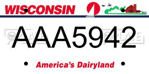 AAA5942 Wisconsin License Plate