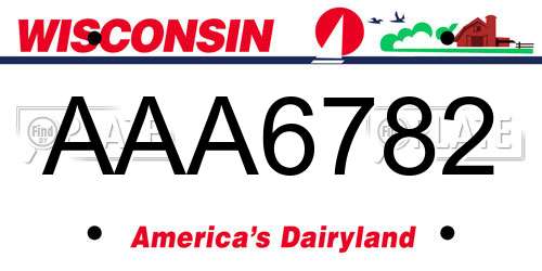 AAA6782 Wisconsin License Plate