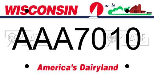 AAA7010 Wisconsin License Plate
