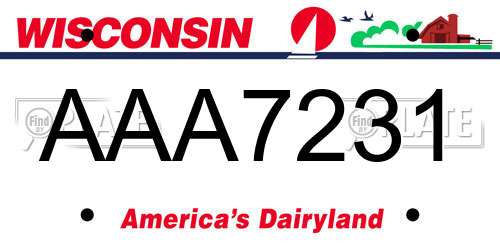AAA7231 Wisconsin License Plate