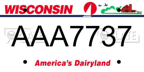 AAA7737 Wisconsin License Plate