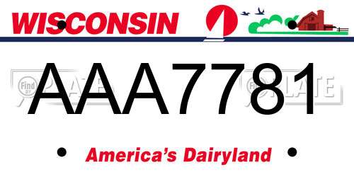 AAA7781 Wisconsin License Plate