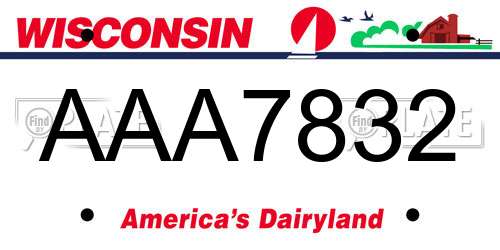 AAA7832 Wisconsin License Plate