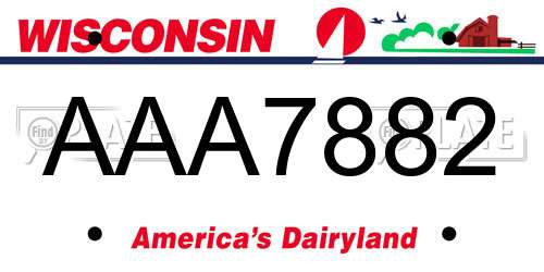 AAA7882 Wisconsin License Plate