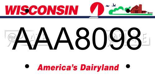 AAA8098 Wisconsin License Plate