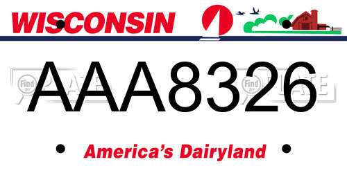AAA8326 Wisconsin License Plate