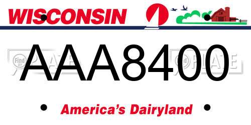 AAA8400 Wisconsin License Plate