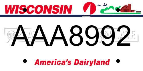 AAA8992 Wisconsin License Plate