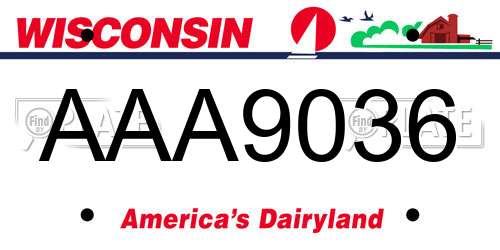 AAA9036 Wisconsin License Plate