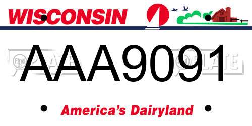 AAA9091 Wisconsin License Plate