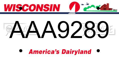 AAA9289 Wisconsin License Plate