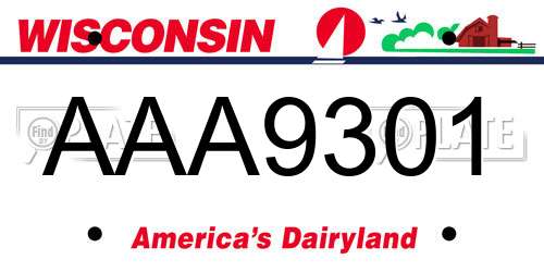 AAA9301 Wisconsin License Plate