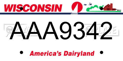 AAA9342 Wisconsin License Plate