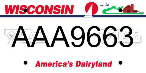 AAA9663 Wisconsin License Plate