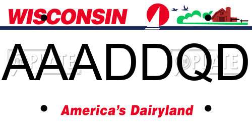 AAADDQD Wisconsin License Plate