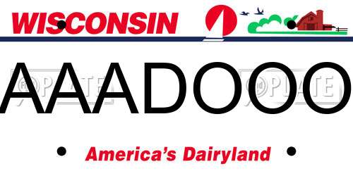 AAADOOO Wisconsin License Plate