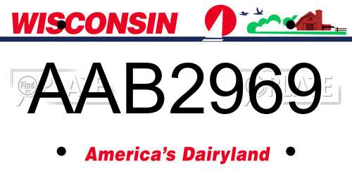 AAB2969 Wisconsin License Plate