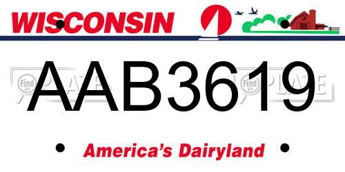 AAB3619 Wisconsin License Plate