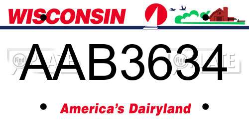 AAB3634 Wisconsin License Plate