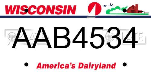 AAB4534 Wisconsin License Plate