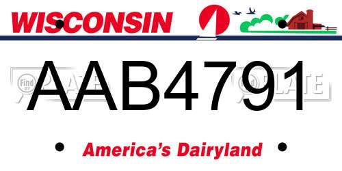 AAB4791 Wisconsin License Plate