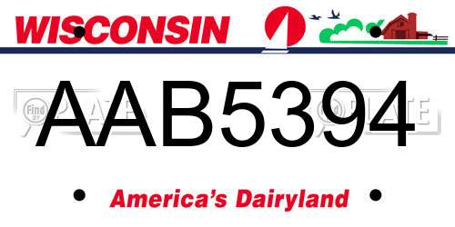 AAB5394 Wisconsin License Plate