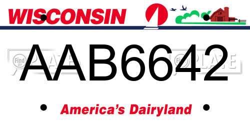 AAB6642 Wisconsin License Plate