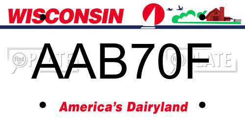 AAB70F Wisconsin License Plate