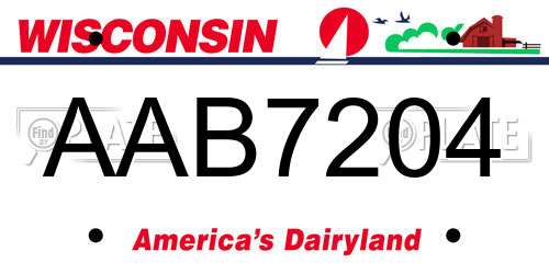 AAB7204 Wisconsin License Plate