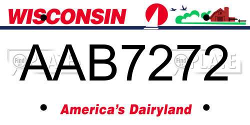 AAB7272 Wisconsin License Plate