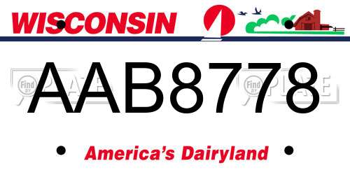AAB8778 Wisconsin License Plate