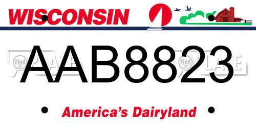 AAB8823 Wisconsin License Plate