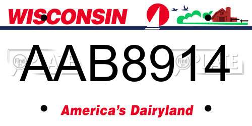 AAB8914 Wisconsin License Plate